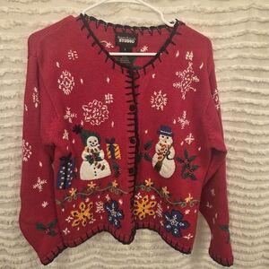 VTG Ugly Christmas Sweater  Designers Originals Studio Embroidered Beaded Sz Med